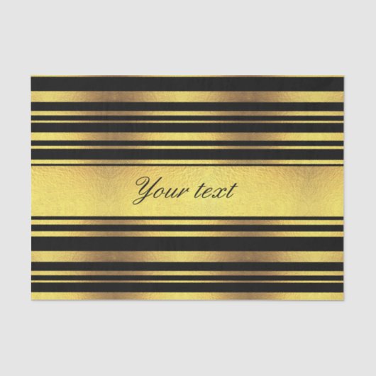 Classy Faux Gold Foil en Black Stripes Tissuepapier (Voorkant)