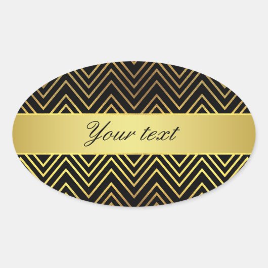Classy Faux Gold Folie Chevrons Ovale Sticker (Voorkant)