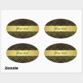 Classy Faux Gold Folie Chevrons Ovale Sticker (Vel)