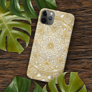 Classy Faux Gold Mandala Kunstpatroon op wit iPhone 11 Pro Max Hoesje