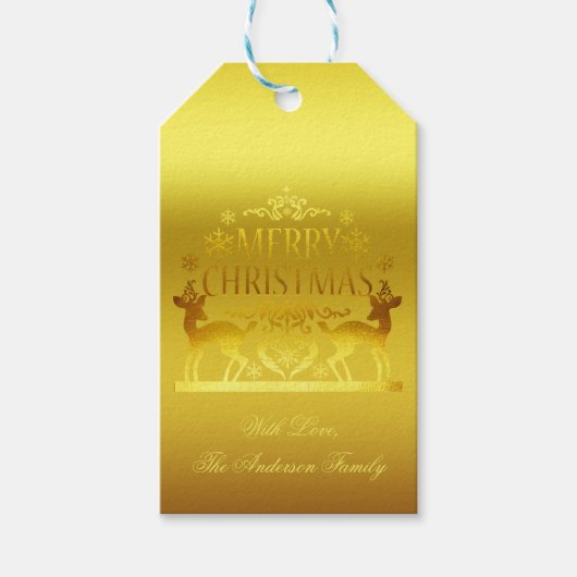 Classy Faux Gold Merry Christmas Gift Labels Cadeaulabel (Voorkant)
