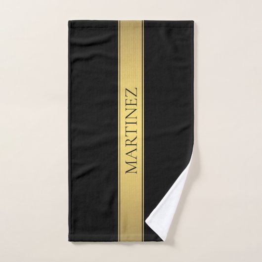 Classy Faux Gold Stripe & Black Arrière - plan ou (Serviette à main)