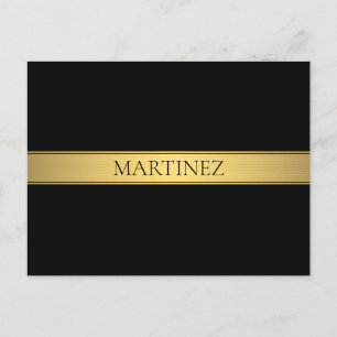 Classy Faux Gold Stripe & Black Background of DIY Briefkaart