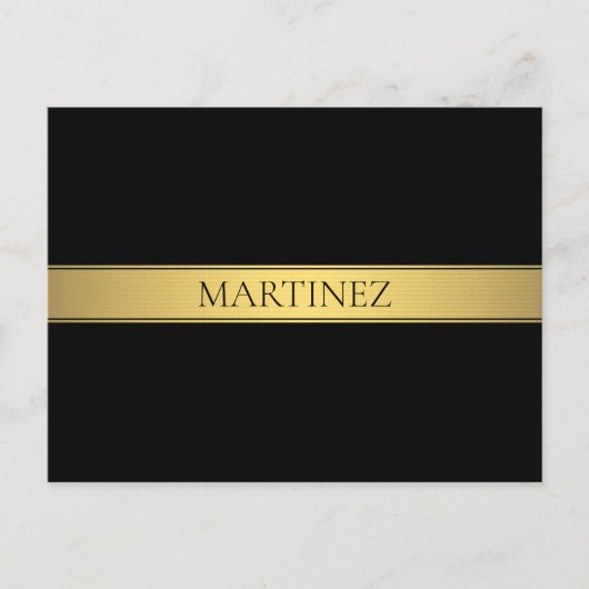 Classy Faux Gold Stripe & Black Background of DIY Briefkaart (Voorkant)