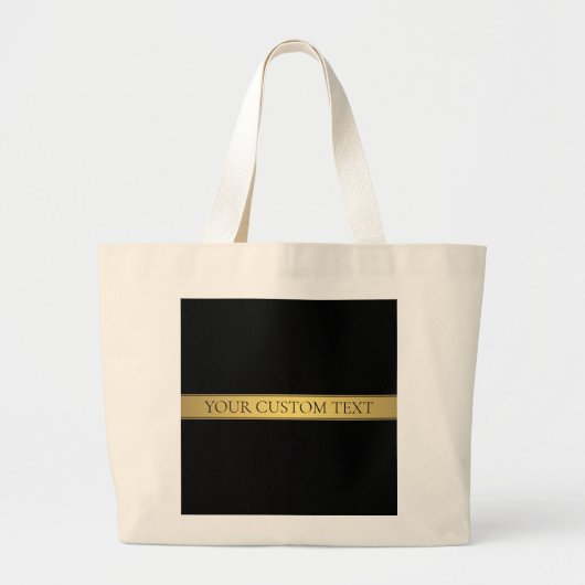 Classy Faux Gold Stripe & Black Background of DIY Grote Tote Bag (Voorkant)