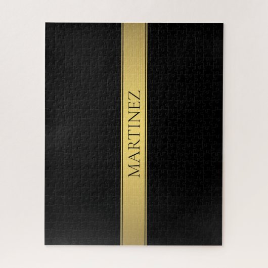 Classy Faux Gold Stripe & Black Background of DIY Legpuzzel (Verticaal)