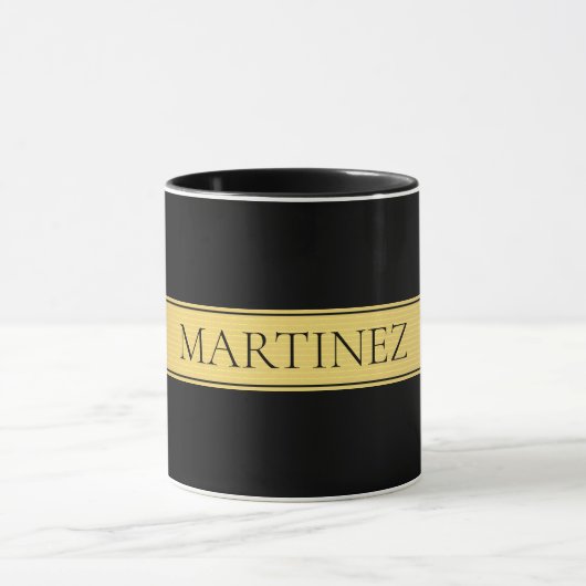 Classy Faux Gold Stripe & Black Background of DIY Mok (Midden)