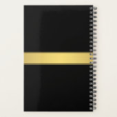 Classy Faux Gold Stripe & Black Background of DIY Planner (Achterkant)