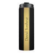 Classy Faux Gold Stripe & Black Background of DIY Thermosbeker (Voorkant)