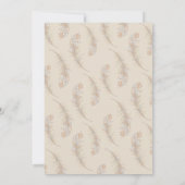 Classy Feather Boho Beige Wedding Invitation Kaart (Achterkant)