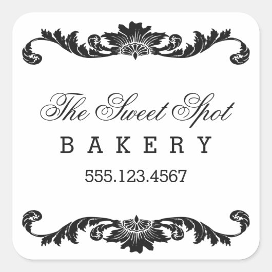 Classy Filigree Zwart-wit Stickers (Voorkant)