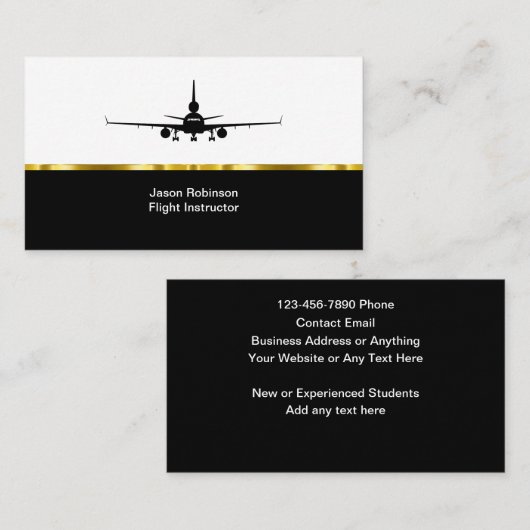 Classy Flight Instructor Visitekaartjes (Voorkant / Achterkant)