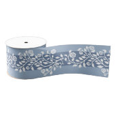 Classy  Floral Arabesque Boho Dusty Blue Grosgrain Lint (Spoel)