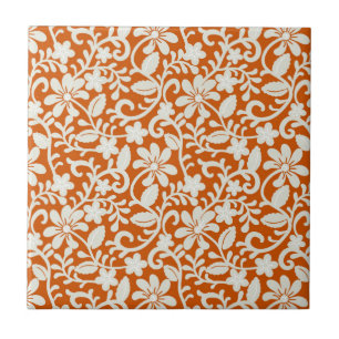 Classy Floral Damask Burnt Oranje Pattern Tegeltje