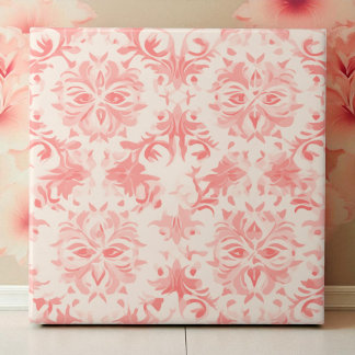 Classy Floral Damask Rose Pink Tegeltje