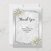Classy Floral Gem, Zilveren ingelijste bruiloft Bedankkaart (Voorkant)