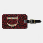 Classy Floral Monogrammed Letter D donkerrood Bagagelabel (Voorkant horizontaal)