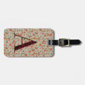 Classy Floral Monogrammed Letter Een groen rood Bagagelabel (Voorkant horizontaal)