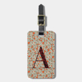 Classy Floral Monogrammed Letter Een groen rood Bagagelabel (Voorkant verticaal)