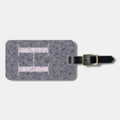 Classy Floral Monogrammed Letter H donker paarse Bagagelabel (Voorkant horizontaal)