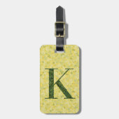 Classy Floral Monogrammed Letter K geel groen Bagagelabel (Voorkant verticaal)