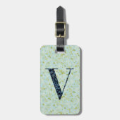 Classy Floral Monogrammed Letter V acqua Bagagelabel (Voorkant verticaal)