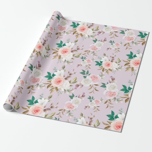Classy Floral Pattern Cadeaupapier (Uitgerold)