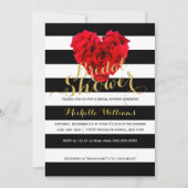 Classy Floral rayures nuptiale invitation douche n (Devant)