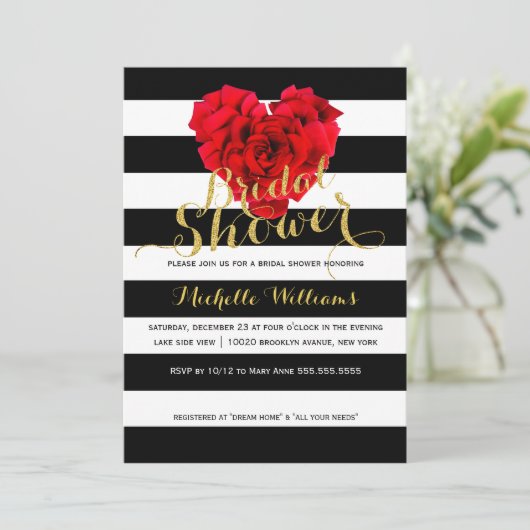 Classy Floral rayures nuptiale invitation douche n (Debout devant)