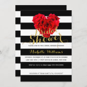 Classy Floral rayures nuptiale invitation douche n (Devant / Derrière)