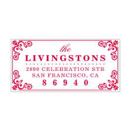 Classy Floury Border Familienaam Retouradres Zelfinktende Stempel