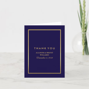 Classy Foil Gold Carte de remerciements - Navy Blu