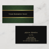 Classy Forest Green Damask Carte de visite noir (Devant / Derrière)