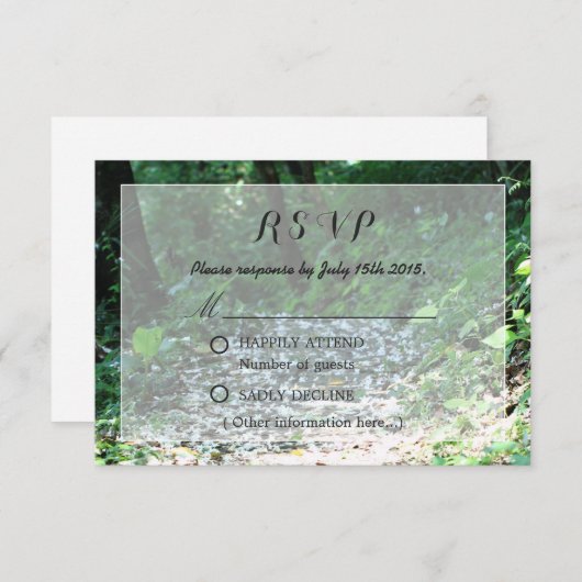 Classy Forest Petal Path Wedding RSVP (Voorkant / Achterkant)