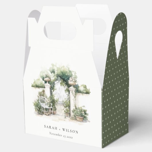 Classy Frans Tuin Landschap Waterverf Bruiloft Bedankdoosjes (Geopend)