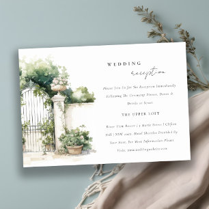 Classy Franse tuin landschap bruiloft receptie Informatiekaartje