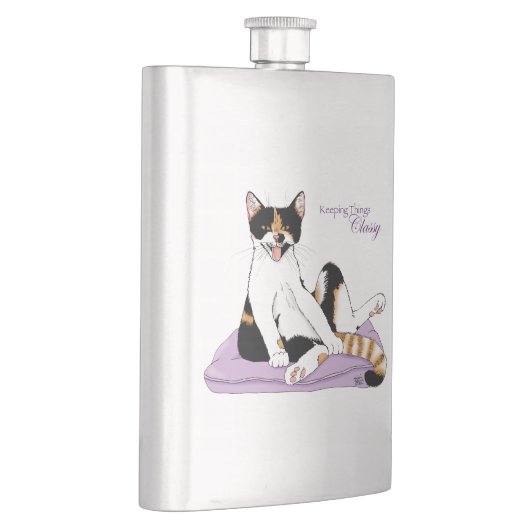 Classy Funny Calico Cat Paarse Heupfles (Rechts)