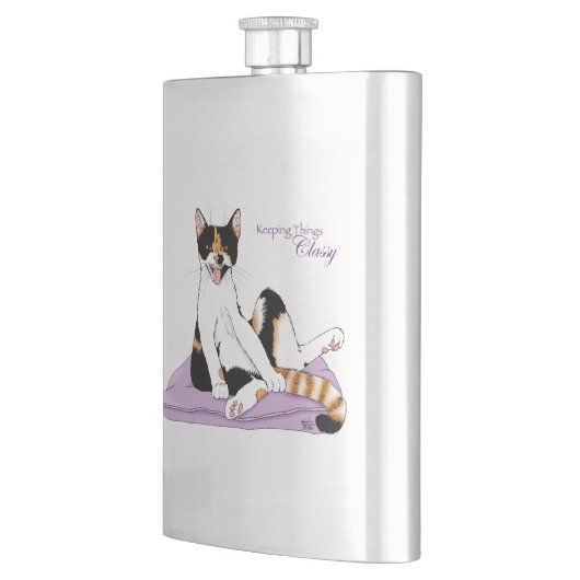 Classy Funny Calico Cat Paarse Heupfles (Links)