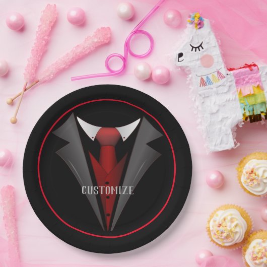 Classy Gentleman Red Stropdas 2 Papieren Bordje (Feest)