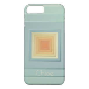 Classy Geometric Squares (lichtblauw & geel) iPhone 8 Plus / 7 Plus Hoesje
