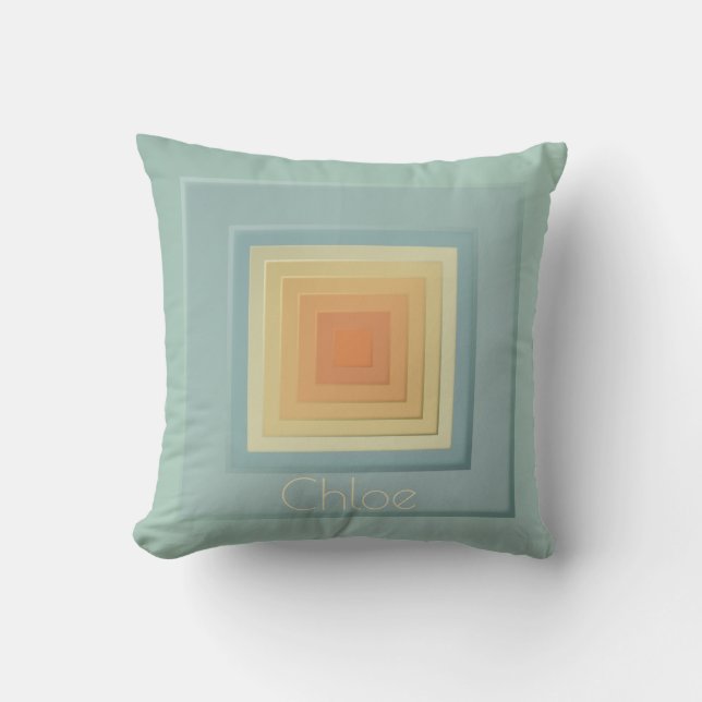 Classy Geometric Squares (lichtblauw & geel) Kussen (Voorkant)