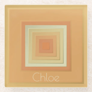 Classy geometrische vierkanten (zacht geel & sinaa glazen onderzetter