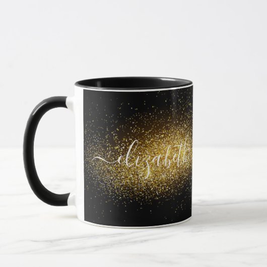 Classy-gepersonaliseerde goudglitter mok (Links)