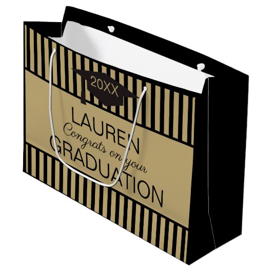 Classy. Geschenktas voor aangepast AFSTUDEREN Groot Cadeauzakje (Voorkant Gekanteld)