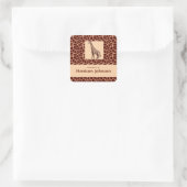Classy Giraffe print met eigenschap of text Vierkante Sticker (Tas)