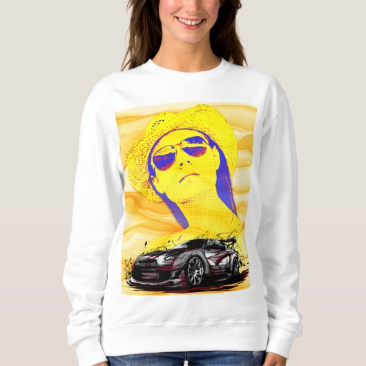 Classy Girl met zonnebrillen en T-Shirt-Mok Trui (Voorkant)
