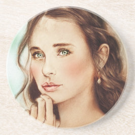 Classy Girl SandStone Onderzetter, kunst Zandsteen Onderzetter