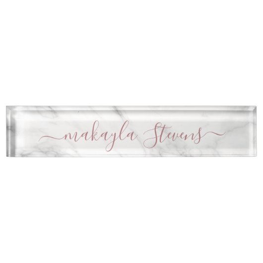 Classy Girly Luxe Marmer Aangepaste Naam Naambordje (Voorkant)
