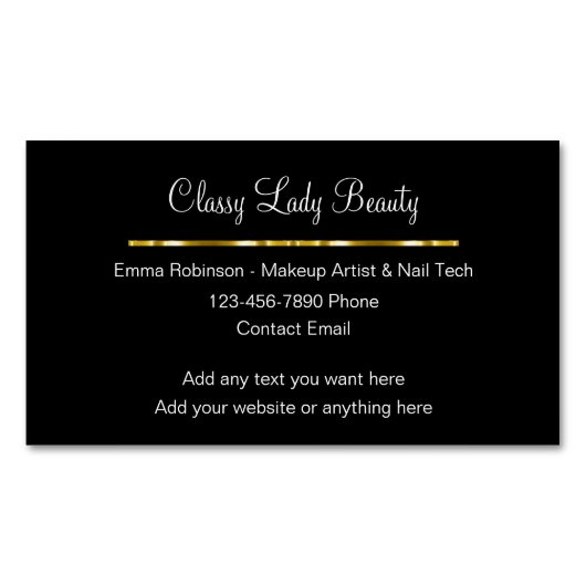 Classy Glitzy Beauté Cartes de visite magnétiques (devant)