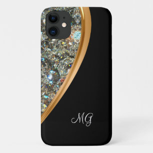 Classy Glitzy Dames Bling Monogram iPhone 11 Hoesje